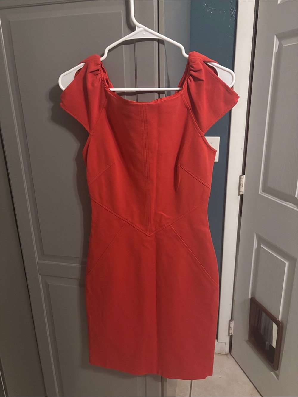 Diane Von Furstenberg Red Cold Shoulder Sheath Dress